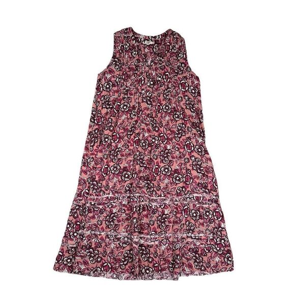 Faherty Isha Midi Dress Linen Blend Pink Rose Desert Bloom Floral Sleeveless M - Picture 3 of 13